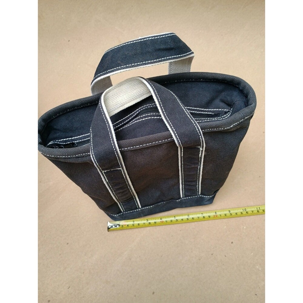 Lands End Small Canvas Tote Bag Dark Gray Zip Top Casual Everyday Carry - Picture 2 of 9